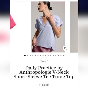 Daily Practice by Anthropologie V-Neck Short Sleeve Tee in Lilac Size Medium